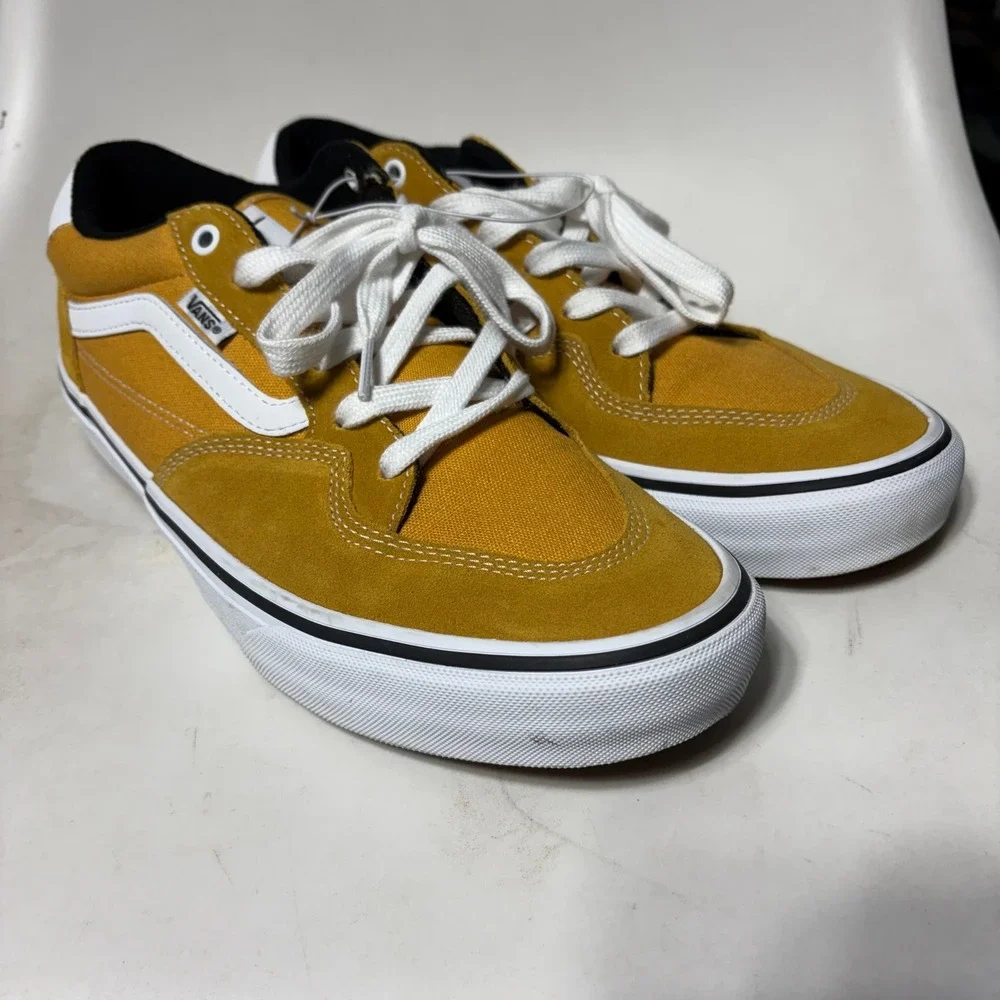 Vans Rowley Skateboarding Shoes Mens 11.5 Mustard Yellow Suede Canvas Sneakers